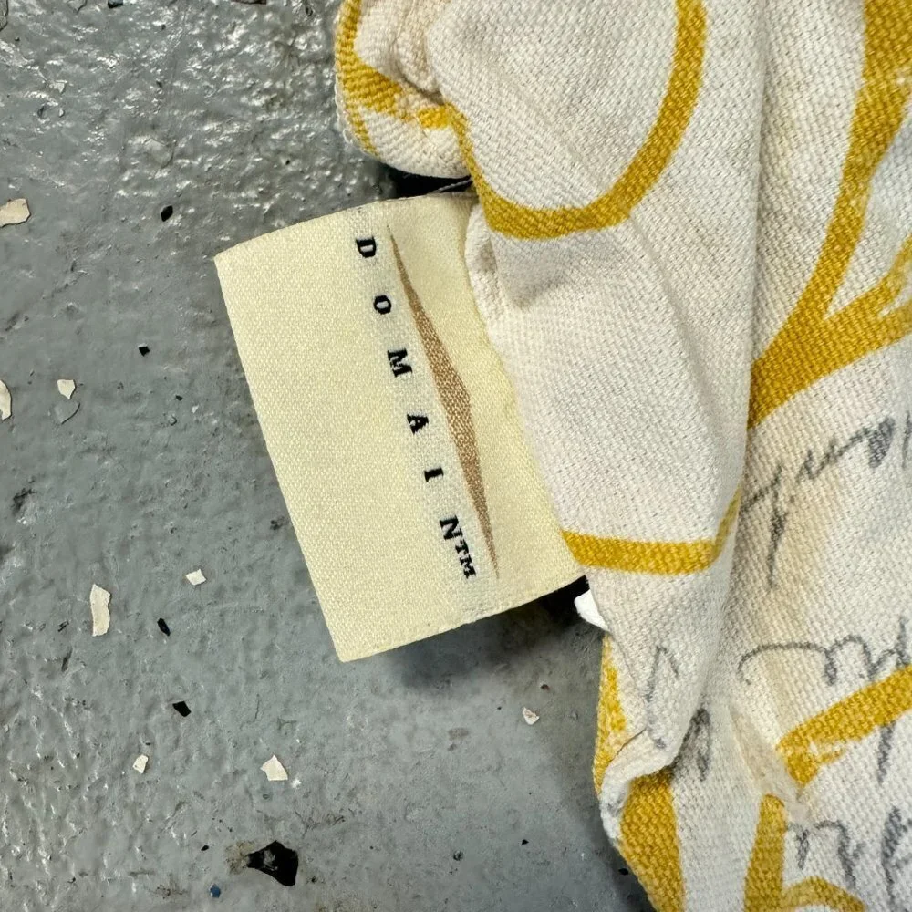 Cream and Yellow Script Throw Pillow Cover
